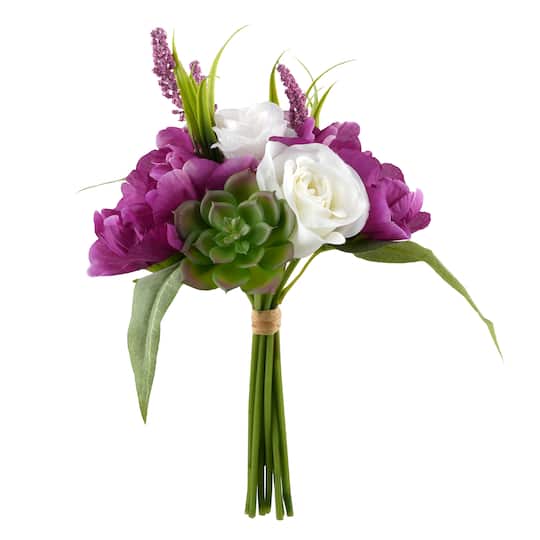 Purple &#x26; Cream Peony, Rose &#x26; Succulent Bundle by Ashland&#xAE;